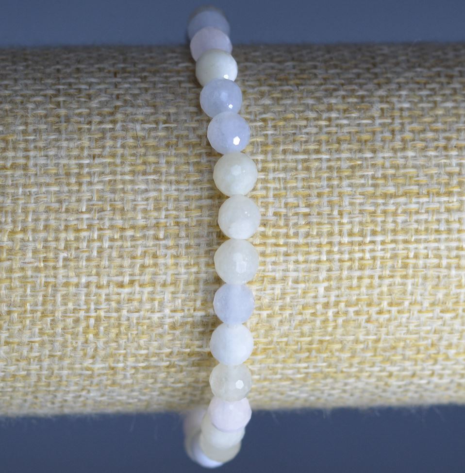 Morganite Bracelet with natural stone, faceted bead, 6 mm diameter, length 18 cm (stretch)