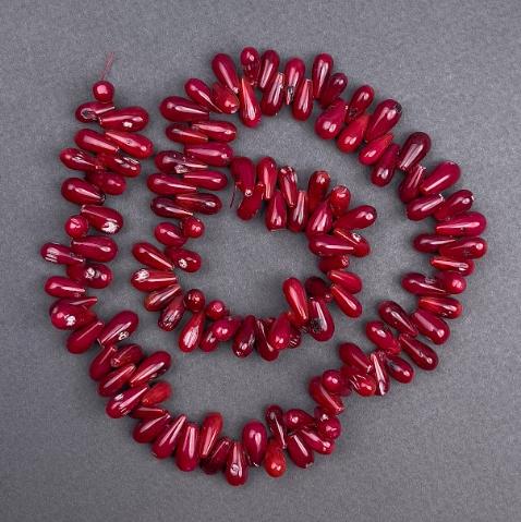 Natural coral grains, 13×6 mm, 40 cm long on a thread