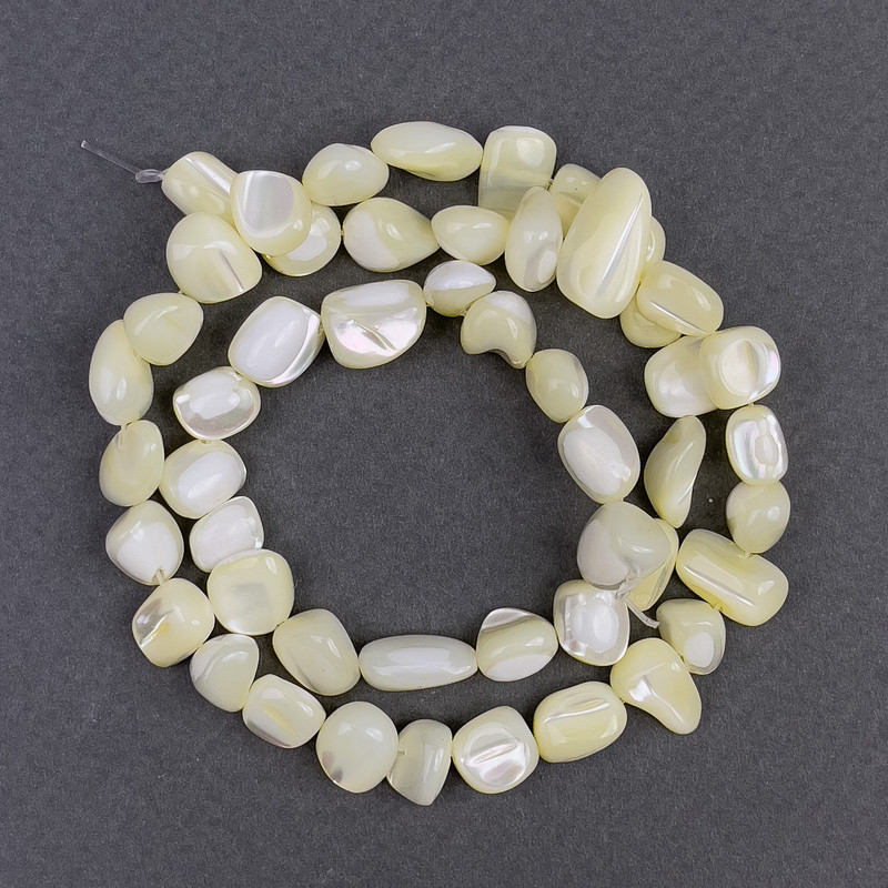 Mother-of-Pearl Faceted Beads, 8x6 mm, 41 cm long on thread