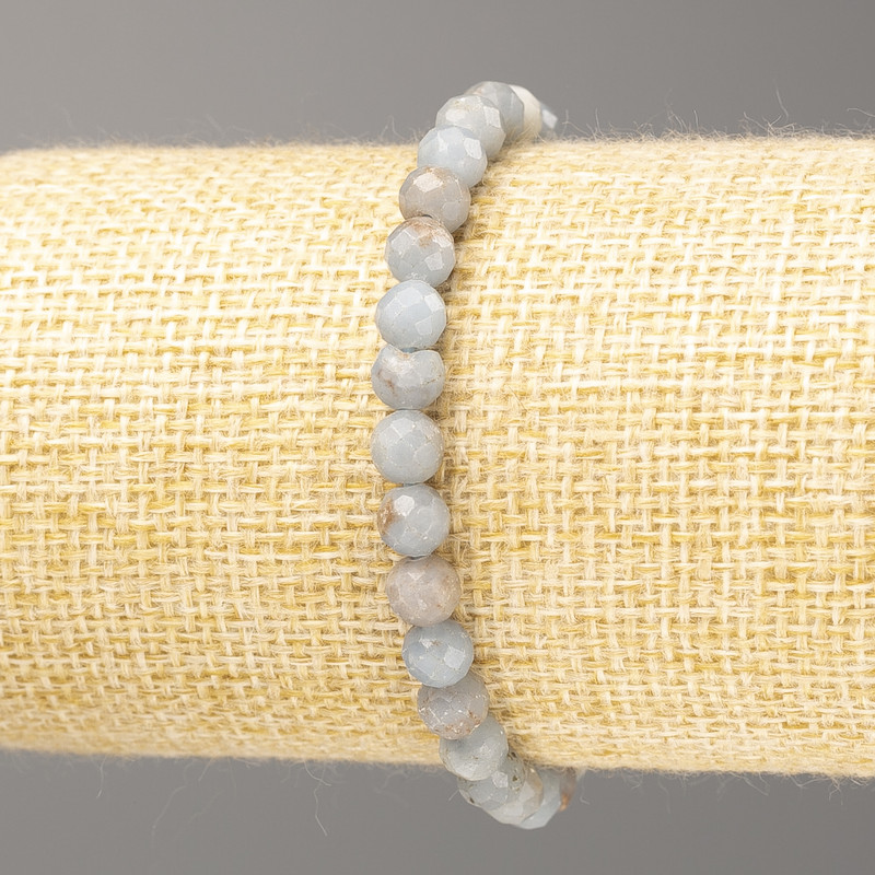 Bracelet made of natural aquamarine — faceted bead on a thread, 5 mm diameter, 18 cm length (stretch)