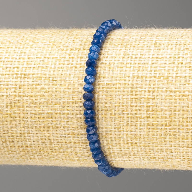 Bracelet made of synthetic lapis lazuli, light blue faceted rondelle beads, 4x3 mm diameter, 18 cm long (stretch)