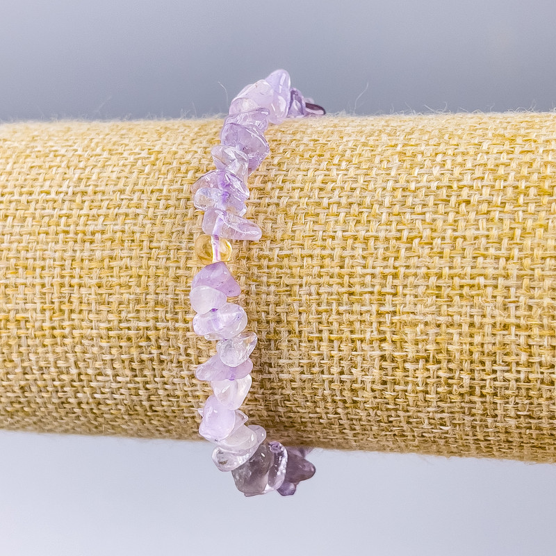 Amethyst Bracelet, natural stone chips, diameter 5x2 mm, length 18 cm (stretch)