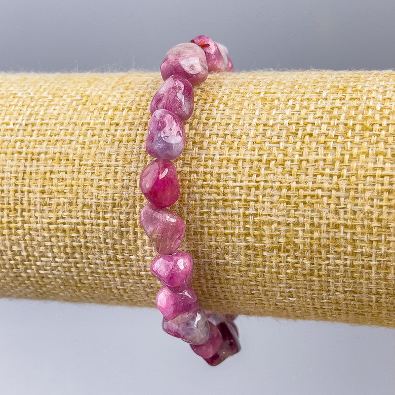 Rubellite Tourmaline Bracelet, natural stone, faceted, diameter 10x9 mm, length 18 cm (stretch)