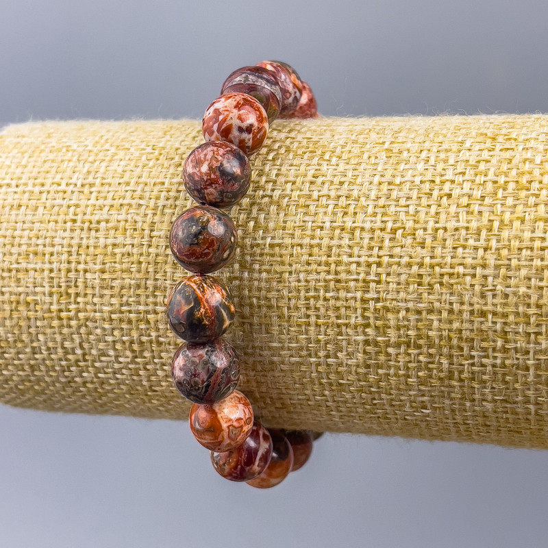 Ocean Jasper Bracelet (artificial acrylic) smooth beads, 10 mm diameter ±, 18 cm length (stretch)