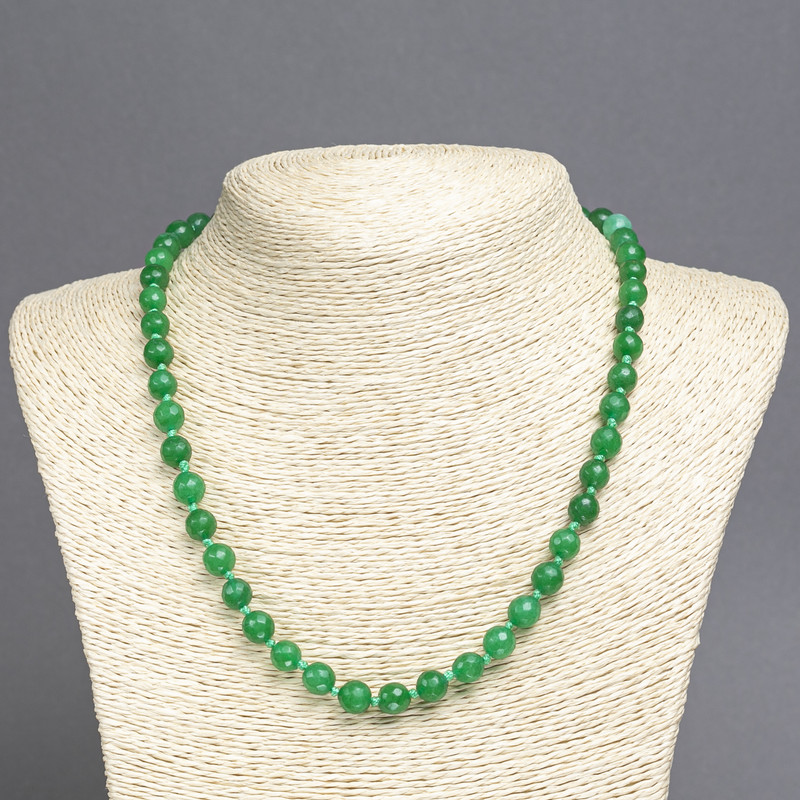 Chrysoprase Necklace (Synthetic) Faceted Bead, Diameter about 7.5 mm, Length 45 cm