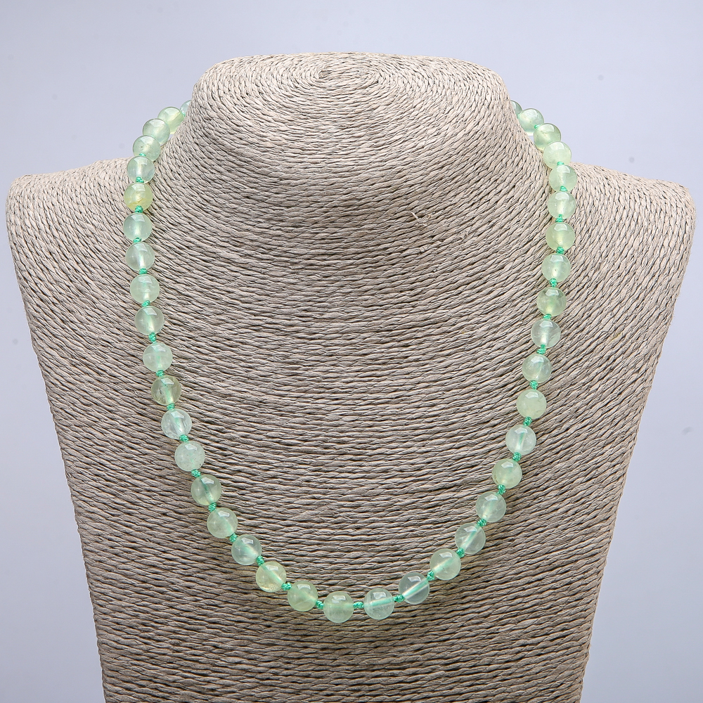 Prenite Necklace with Smooth Beads, 8 mm Diameter, 46 cm Length +