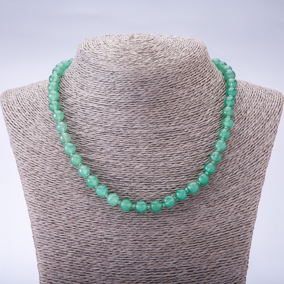 8mm Toned Jade Necklace — 8mm faceted beads, 45 cm long