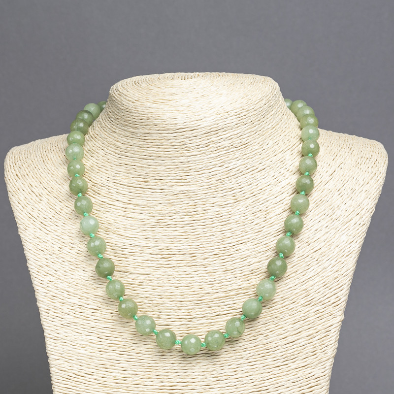 Artificial Jade Necklace with Faceted Beads, 10 mm Diameter, 45 cm Long