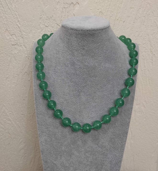 Jade Necklace, Smooth Bead, 12mm Diameter, 45cm Length