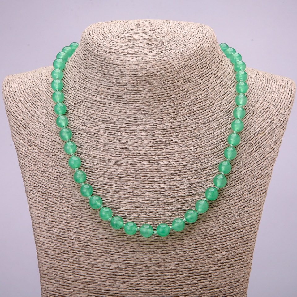 Nephrite Necklace with Smooth Beads, 8mm Diameter, 48cm Length