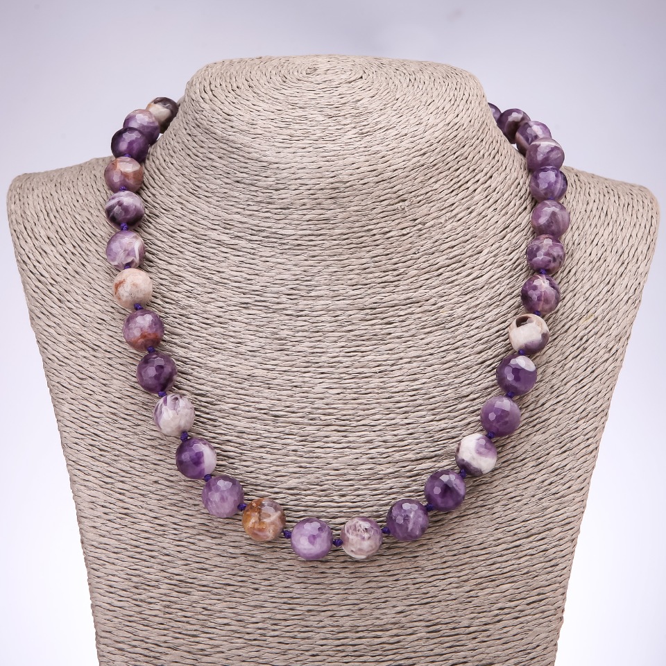 Amethyst Faceted Bead Necklace, 12mm Diameter, 46cm Length