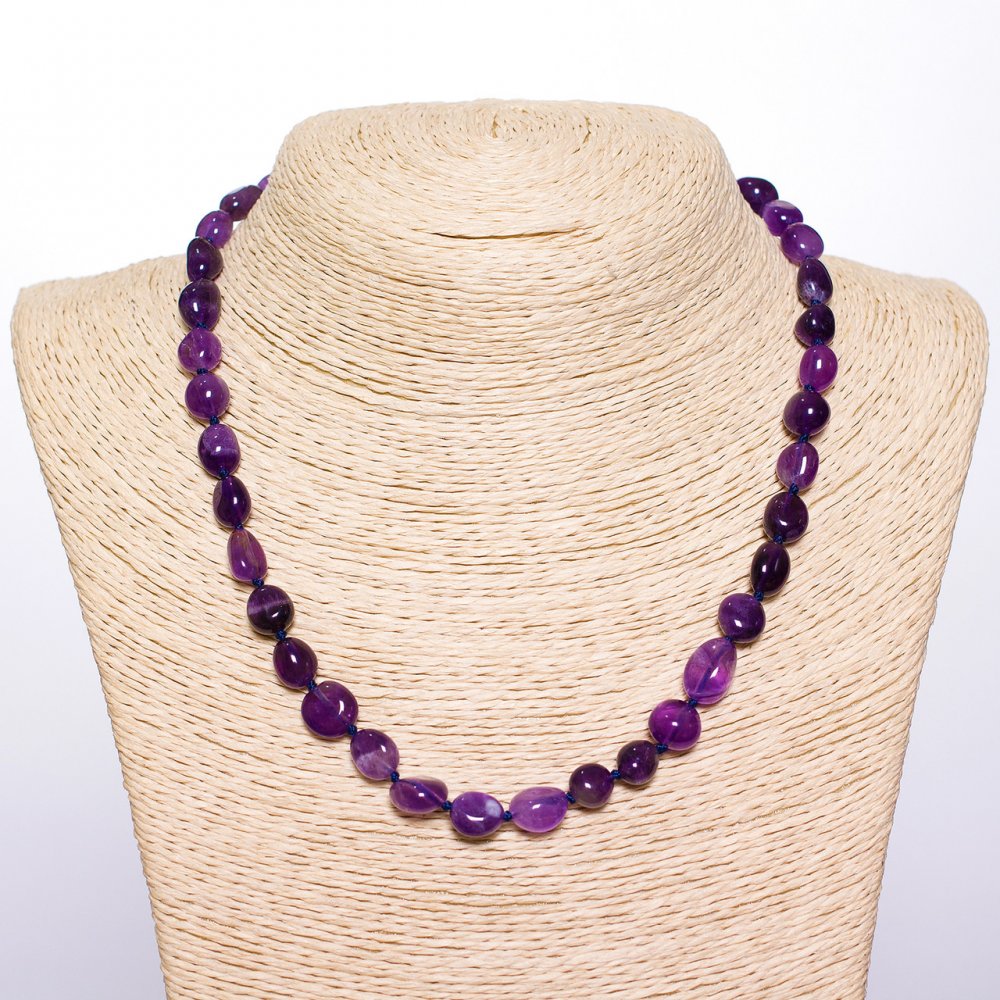 Natural amethyst necklace 'tumbled mix', 8–10 mm diameter, 45 cm long