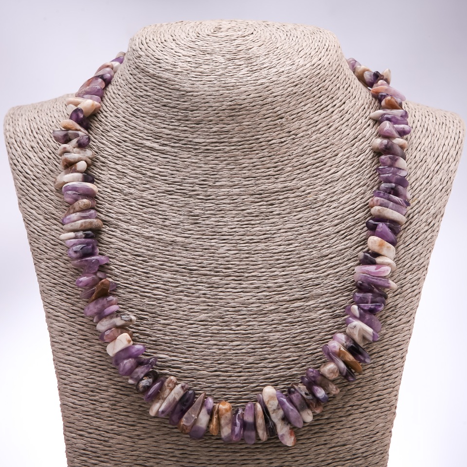 Amethyst chip necklace made of natural stone, 15x7 mm diameter, 50± cm length