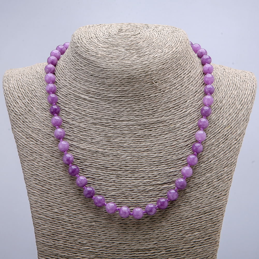 Necklace with natural tinted quartz, smooth bead, diameter 6(±)mm, length 46cm