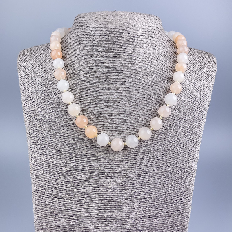 Selenite Necklace (Acrylic) Smooth Beads, 10 mm Diameter, 50 cm Length