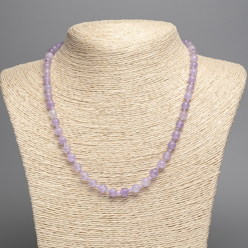 Necklace Amethyst (artificial tinted quartz) smooth bead, 6.5 mm diameter, 50 cm length