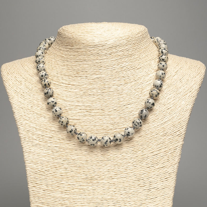 Necklace 'Dalmatian Jasper' (artificial acrylic) smooth bead, diameter approximately 10 mm, length 48 cm