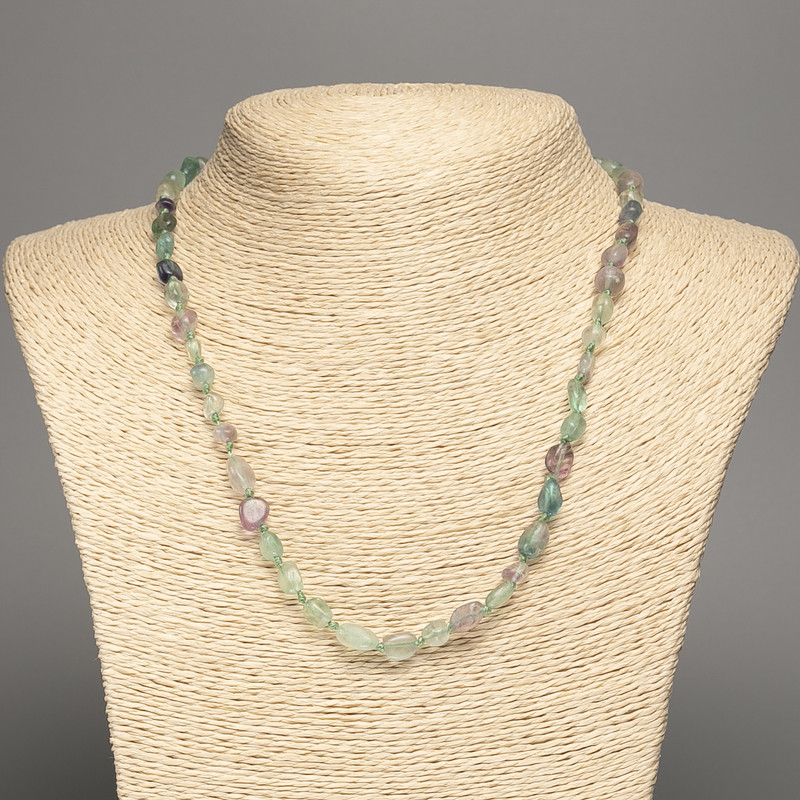 Natural fluorite necklace, faceted, 7x5 mm beads, 48 cm length