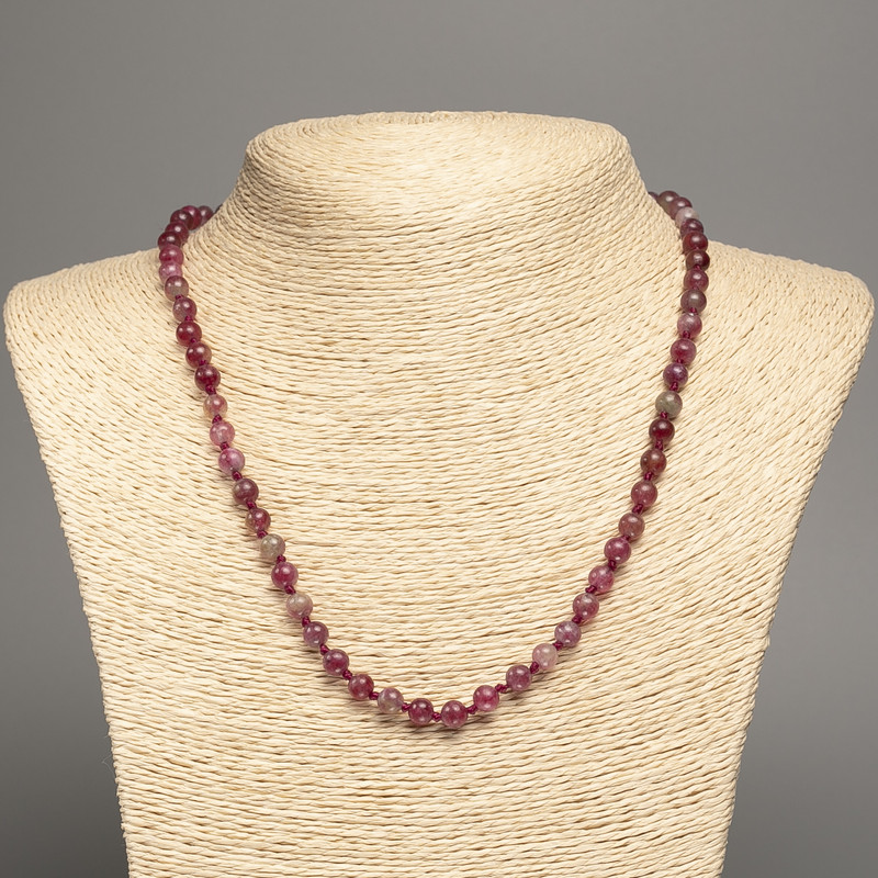 Polychrome Tourmaline Necklace (synthetic), smooth beads, 6 mm diameter, 48 cm length
