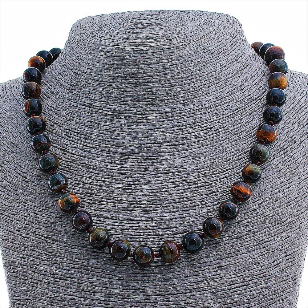 Hawk's Eye Necklace, 10mm Beads, 48 cm Long