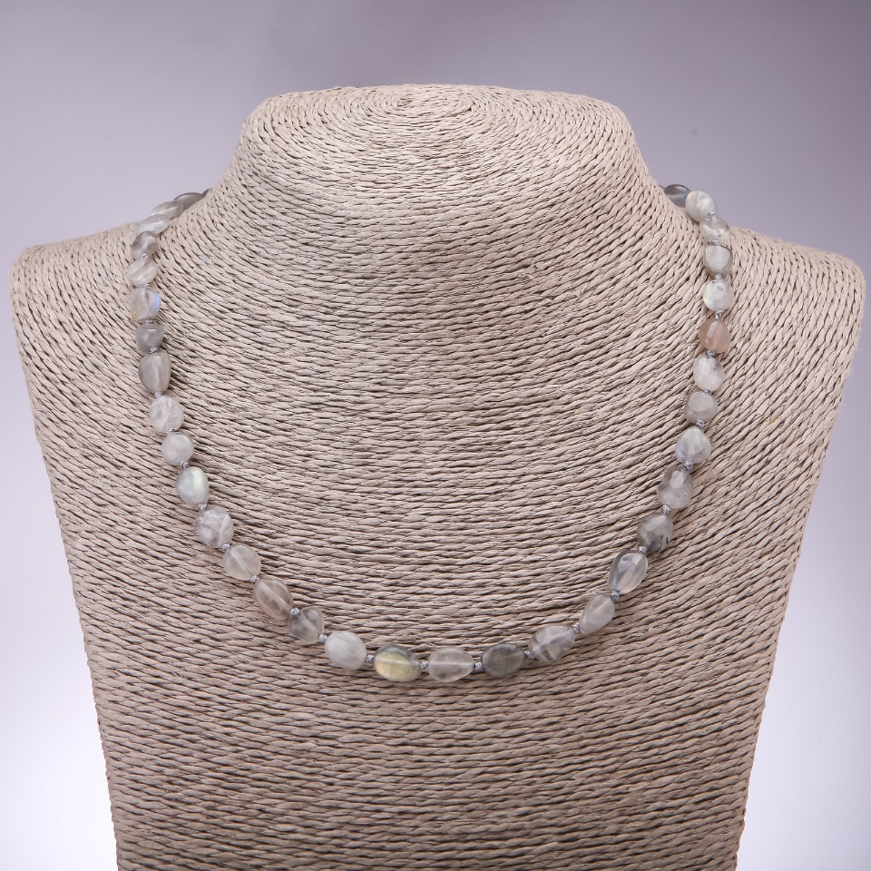 Labradorite necklace, faceted, diameter 7×10 mm, length 45 cm
