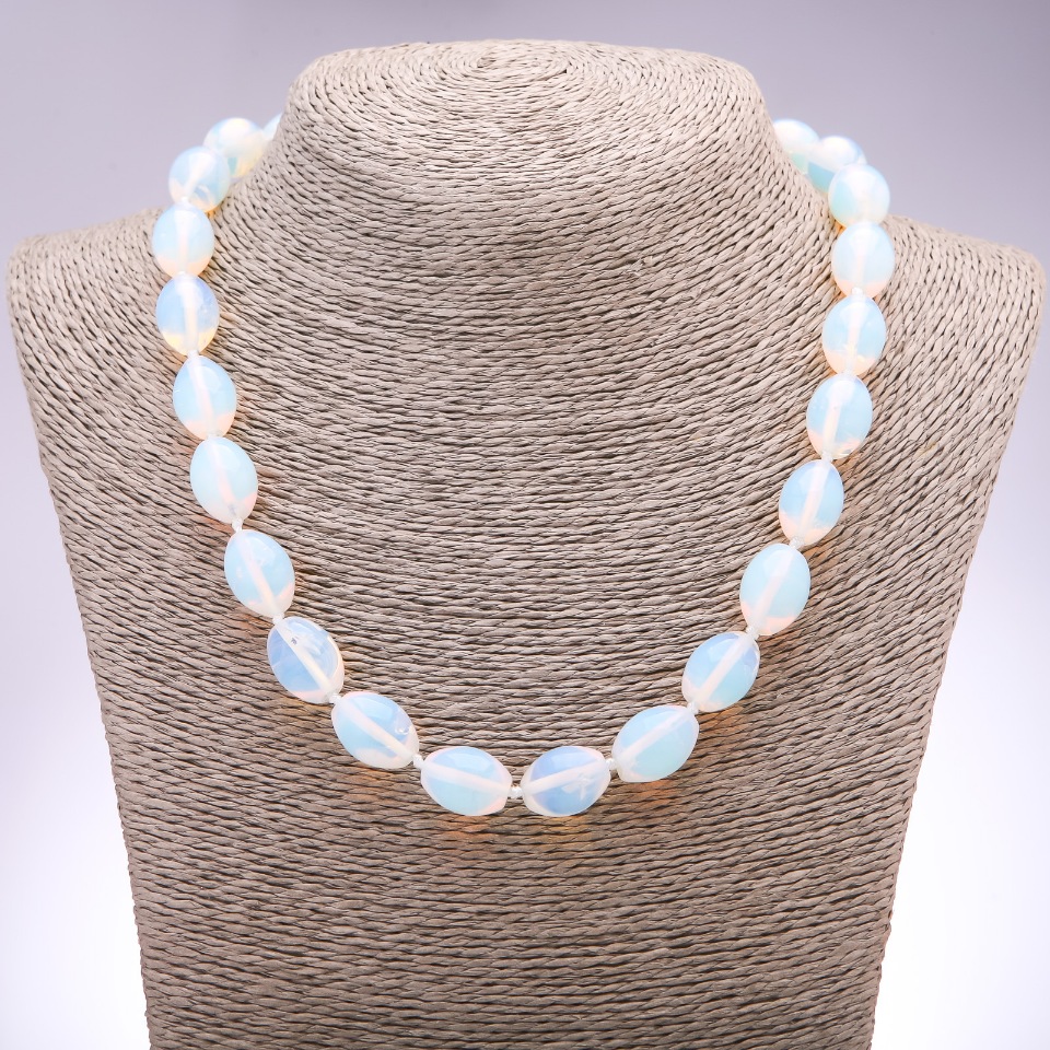 Moonstone Necklace (Synthetic), Bicone, 12x16 mm, 46 cm long