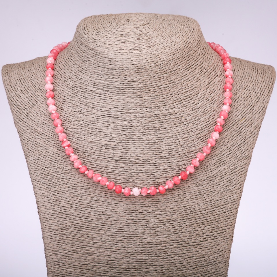 Natural gemstone 'Tourmaline' necklace, faceted rondels, diameter 6x4.5 mm, length 49 cm