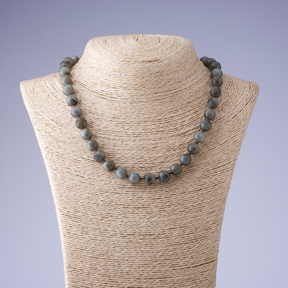 Labradorite natural stone necklace, length 45 cm, 10 mm diameter