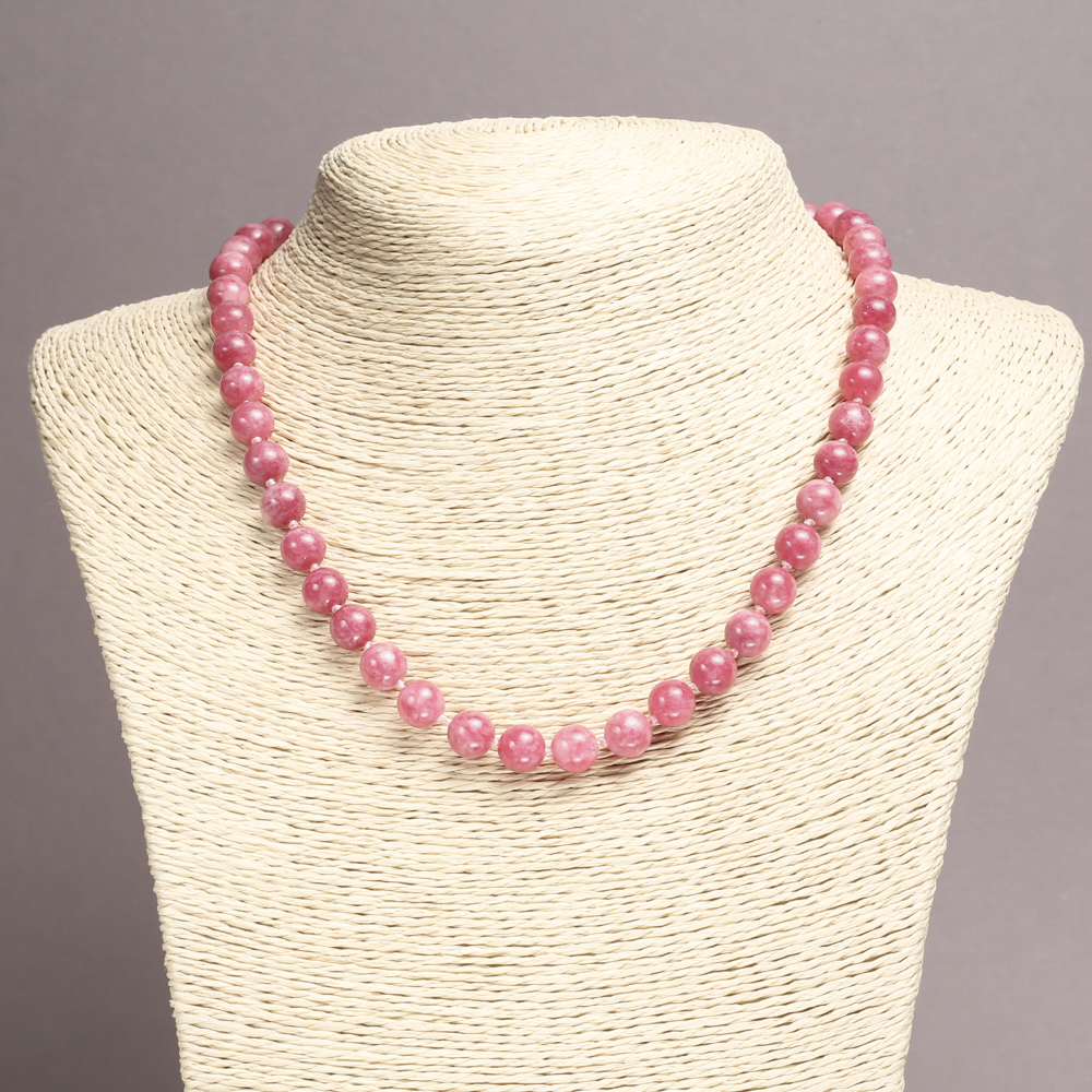 Tourmaline Necklace with Synthetic Smooth Beads, 8mm Diameter, 45cm Length
