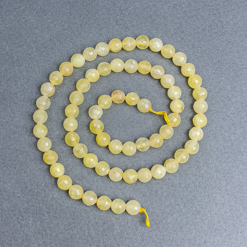 Citrine beads, natural stone, faceted round beads, 6 mm diameter ± on thread, length 38 cm+