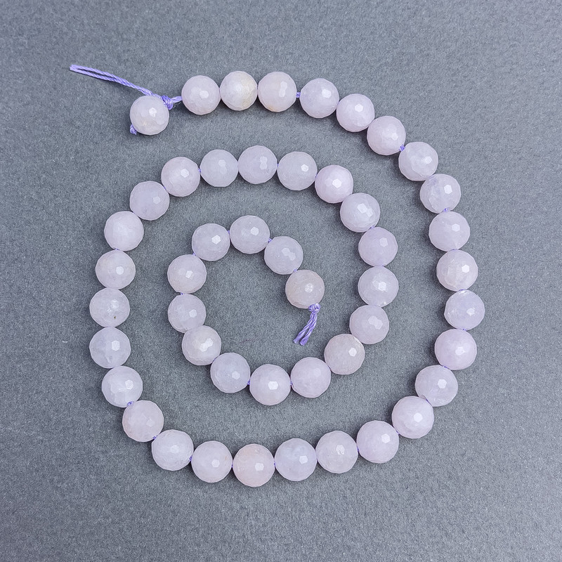 White Quartz Beads - Natural Stone Faceted Bead, 8 mm Diameter ± on Thread, Length 38 cm+