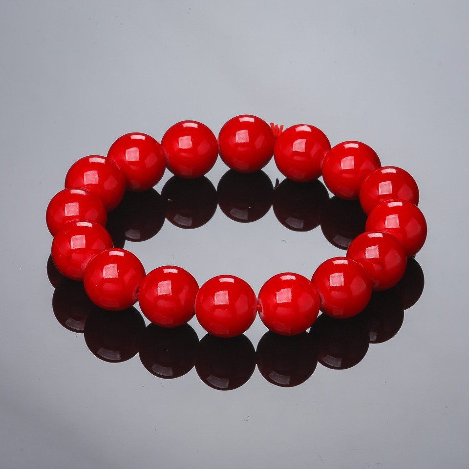Elastic Bracelet with pressed coral 12 mm
