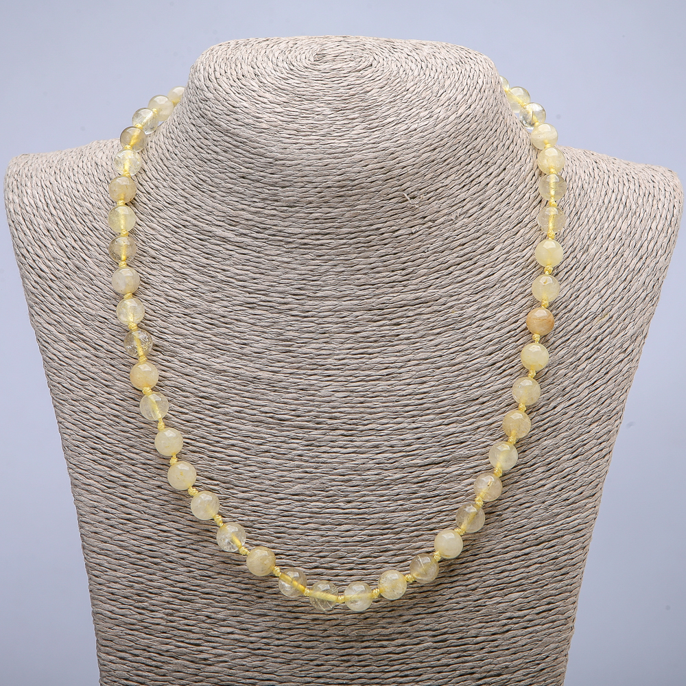 Citrine Necklace with Smooth Beads, 8 mm Diameter, 45 cm Length +