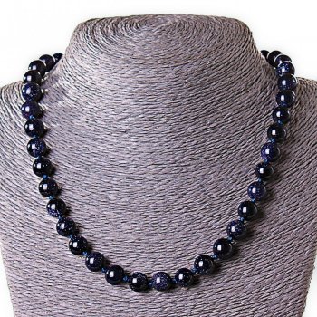 Aventurine Beads (Synthetic) Cairo Night Blue Sand, Smooth 8mm Beads, Length ±45 cm