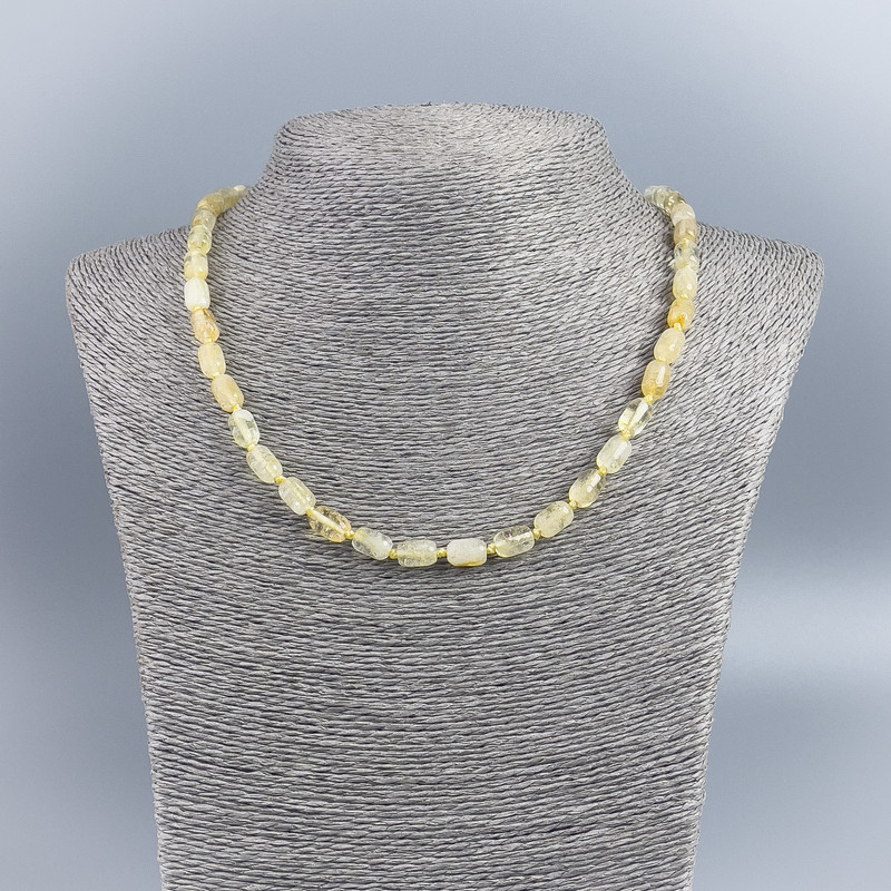 Citrine Cylinder Bead Necklace, Natural Stone, Beads diameter 6×9 mm, Length 48 cm