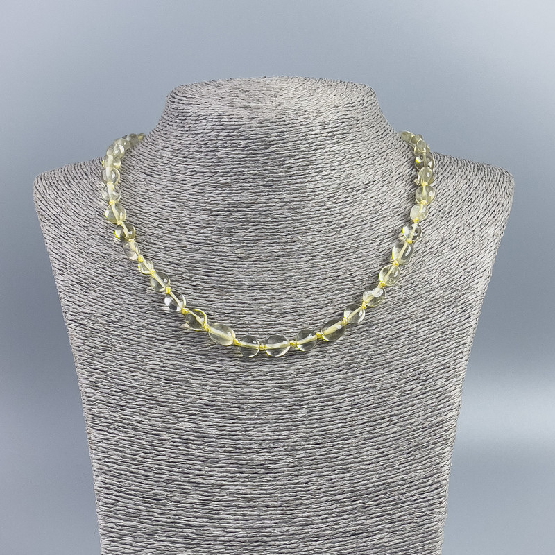 Natural citrine gemstone necklace with faceted beads, 7x10 mm diameter, 50 cm long