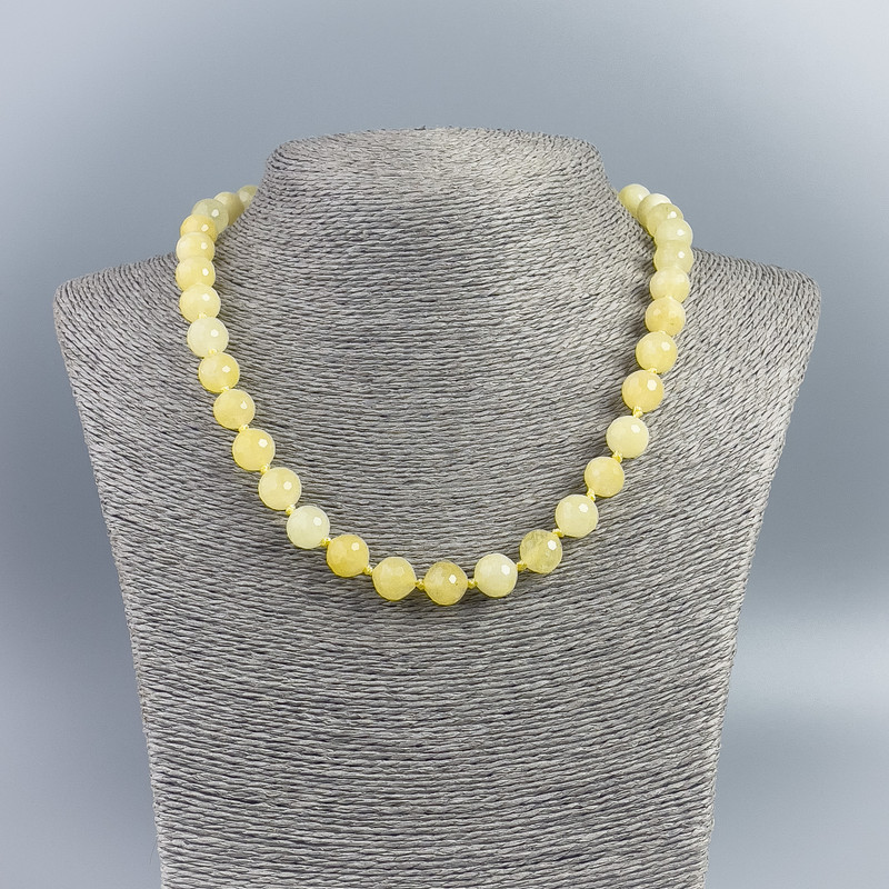 Citrine gemstone necklace with opaque faceted beads, 10mm diameter, 48 cm length