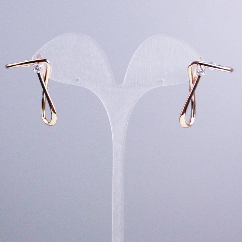 Xuping Earrings 18K Gold Plated with White Stones 34x22mm+