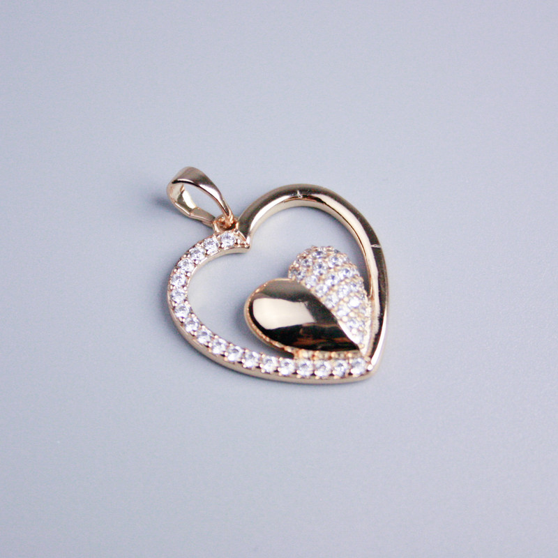 Xuping Pendant 18K Gold Plating Heart with White Crystals, diameter 20x22 mm+