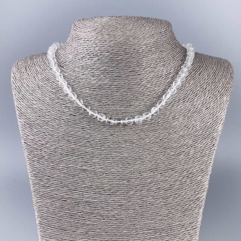 Rock Crystal Necklace with Faceted Cube Beads, diameter 5, 5x5, 5 mm ±, length 48 cm ±