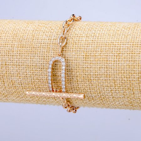Xuping 18K Gold Plated Bracelet with White Crystals, 5mm Thick, Length 18cm