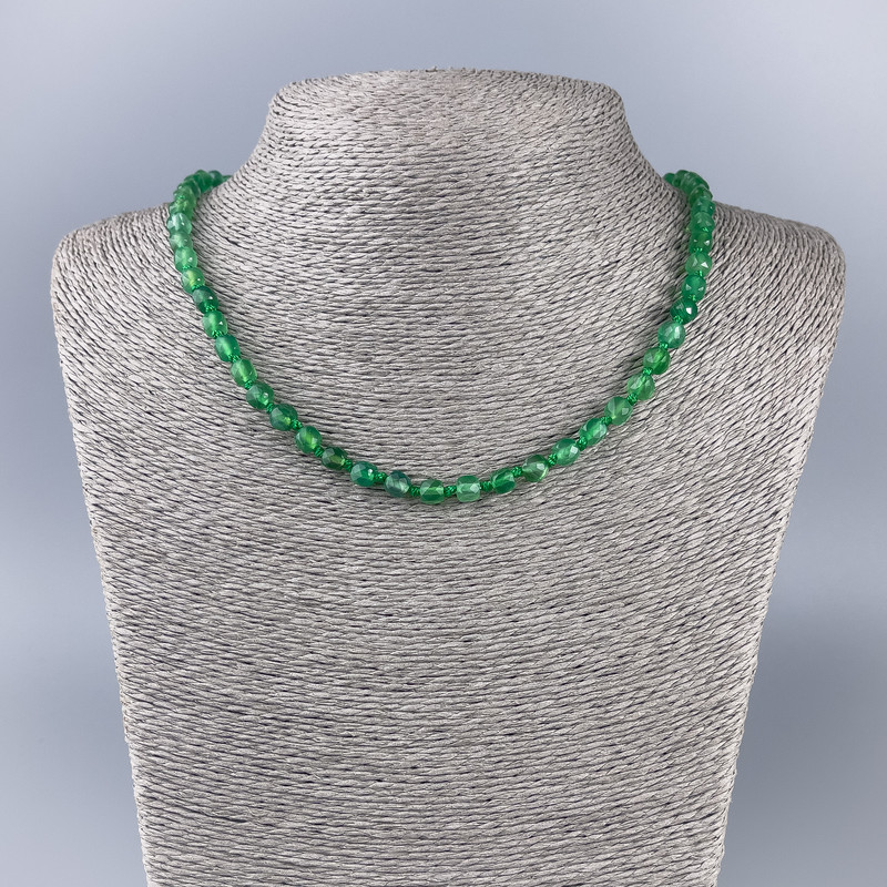 Chrysoprase Necklace, natural stone, faceted cube, diameter 5×5 mm, length 49 cm