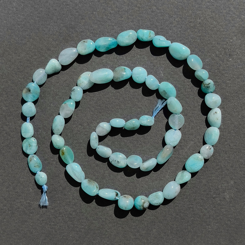 Larimar Beads, Natural Stone, Faceted, Diameter 6×8 mm, Length approx. 41 cm on Thread