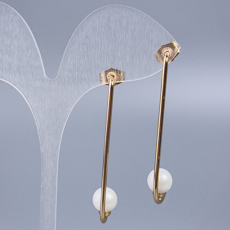 Xuping Mallorca Bead Stud Earrings, 8 mm Diameter, 4.5 cm Length, 18K Gold Plating