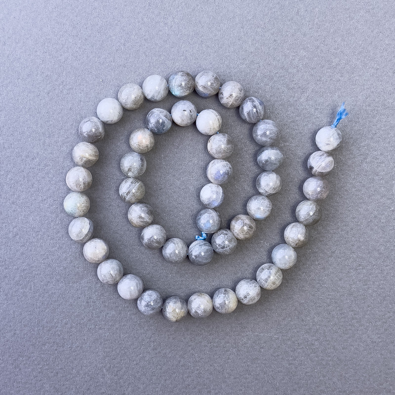 Labradorite Beads - Natural Stone, Smooth Round Beads, Diameter 8.5 mm, Length 39 cm