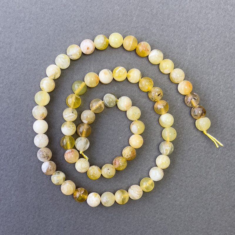 Yellow Opal Beads, natural stone, smooth round beads, diameter 6.5 mm, length 39 cm+