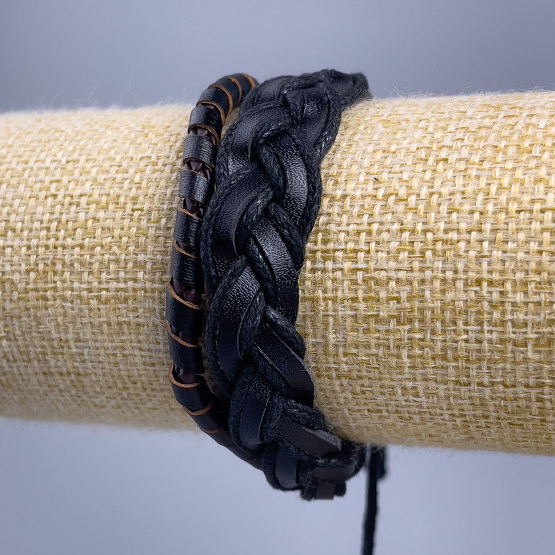 Bracelet, length 18-25 cm, thickness 15 mm, eco-leather, black, with a clasp