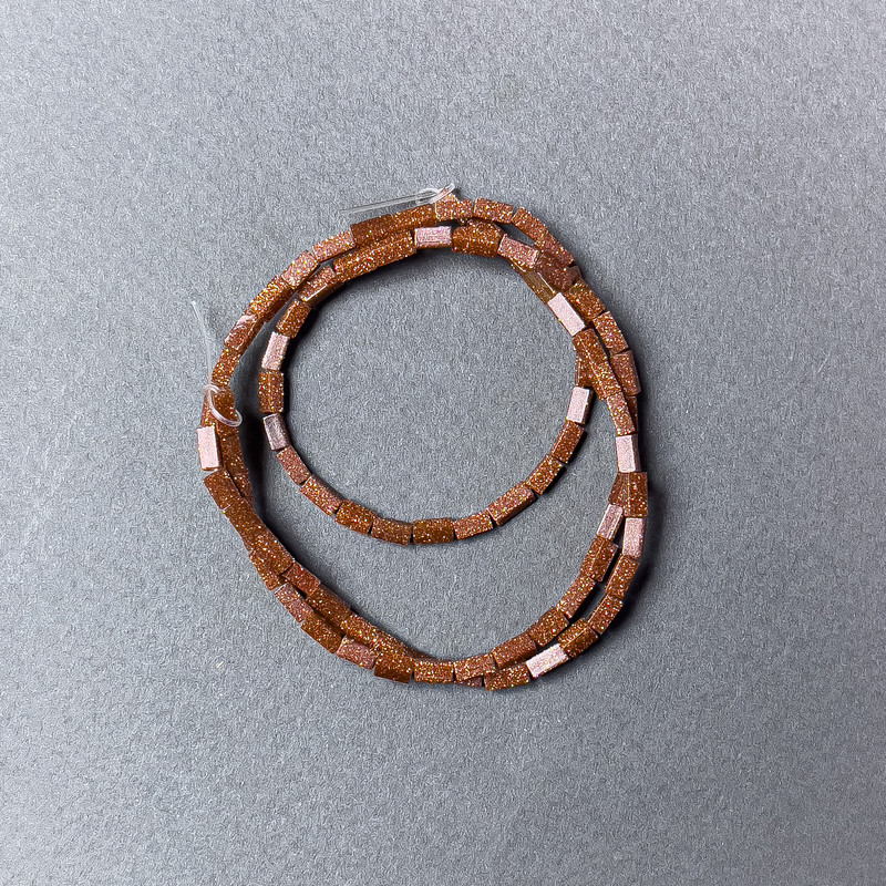 Aventurine Beads 'Golden Sand' Rectangular, 2x4 mm, 38 cm on thread