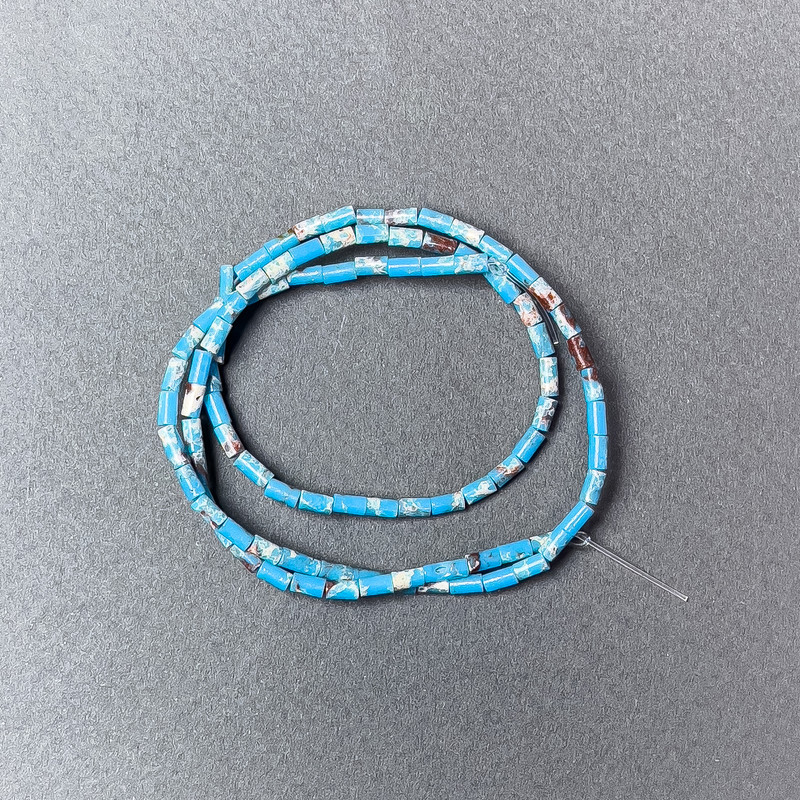 Turquoise Variscite Beads (pressed), Faceted, diameter 2×4 mm ±, length 38 cm ± on beading thread