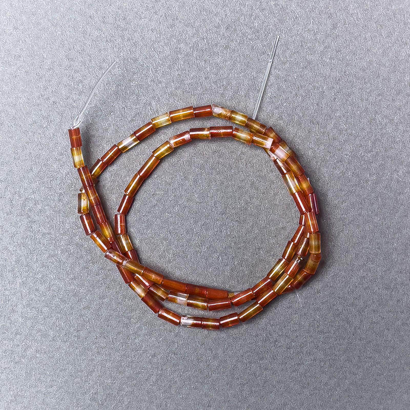 Faceted natural carnelian beads, diameter 2×5 mm, length 38 cm on thread